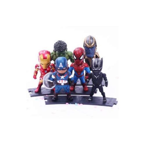  Babiole Set of 6 Pieces Action Figures Toys Legends , Exclusive: Iron Man, Dangerous Hulk, Spider-Man, Brave Captain America, Panther and Thanos Figure for Kids 4 Years Old and up