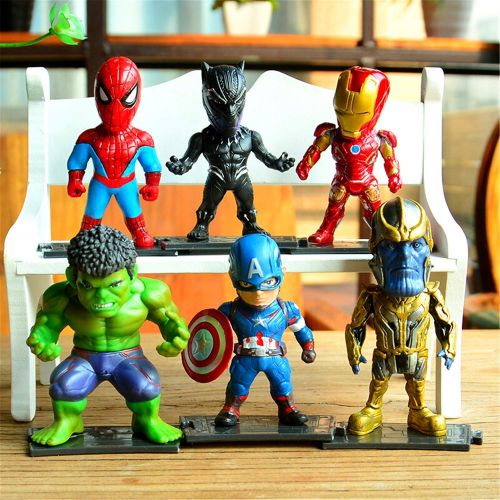  Babiole Set of 6 Pieces Action Figures Toys Legends , Exclusive: Iron Man, Dangerous Hulk, Spider-Man, Brave Captain America, Panther and Thanos Figure for Kids 4 Years Old and up