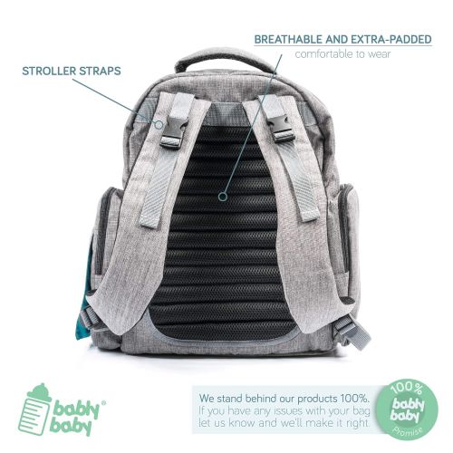  [아마존베스트]Bably Baby Large Capacity Diaper Bag Backpack- with YKK Zippers, Two Packing Cubes, Wet/Dry Bag, Changing Pad...