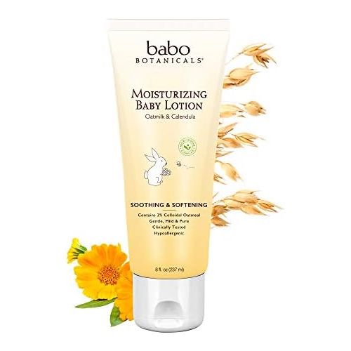  Babo Botanicals Moisturizing Baby Lotion with Oatmilk and Calendula, Non-Greasy, Hypoallergenic - 8 oz.