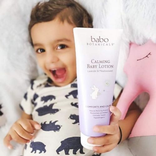  Babo Botanicals Calming Lotion with French Lavender and Organic Meadowsweet, Non-Greasy, Hypoallergenic, Vegan, for Babies, Kids or Sensitive Skin - 8 oz.