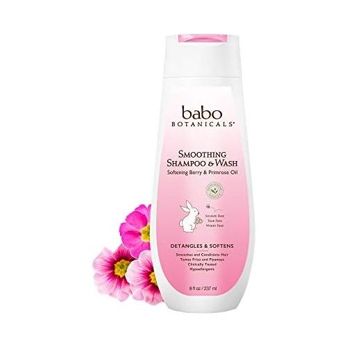  Babo Botanicals Smoothing 2-in-1 Shampoo & Wash with Natural Berry and Evening Primrose Oil, Hypoallergenic, Vegan, for Babies and Kids - 8 oz.