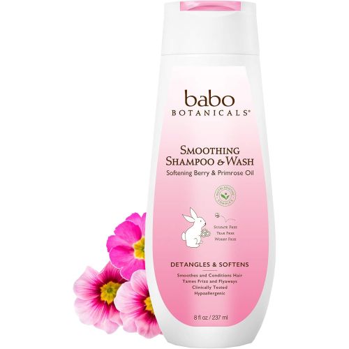  Babo Botanicals Smoothing 2-in-1 Shampoo & Wash with Natural Berry and Evening Primrose Oil, Hypoallergenic, Vegan, for Babies and Kids - 8 oz.