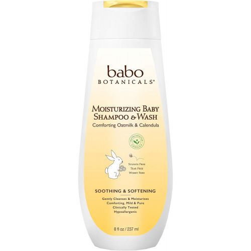  Babo Botanicals Oatmilk Calendula Moisturizing Baby Shampoo and Wash, 8 Ounce