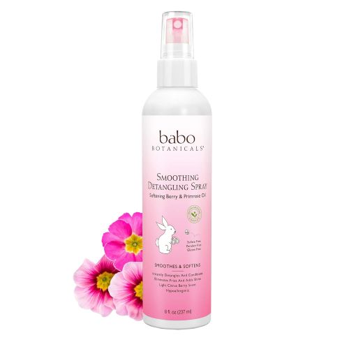  Babo Botanicals Smoothing Detangling Spray with Natural Berry and Evening Primrose Oil, Hypoallergenic, Vegan, for Babies and Kids - 8 oz.