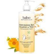 Babo Botanicals Moisturizing Baby 2-in-1 Shampoo & Wash with Oatmilk and Organic Calendula, Hypoallergenic, Tear-free, Vegan - 16 oz.