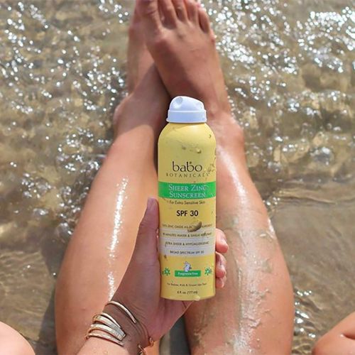  Babo Botanicals Sheer Zinc Continuous Spray Sunscreen SPF 30 with 100% Mineral Active, Non-Nano, Water-Resistant, Reef-Friendly, Fragrance-Free, Vegan, for Babies, Kids or Sensitiv