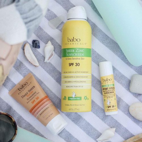  Babo Botanicals Sheer Zinc Continuous Spray Sunscreen SPF 30 with 100% Mineral Active, Non-Nano, Water-Resistant, Reef-Friendly, Fragrance-Free, Vegan, for Babies, Kids or Sensitiv