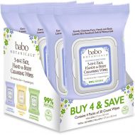 Babo Botanicals 3-in-1 Calming Wipes, French LavenderMeadowsweet, 120 Count (Pack of 4)