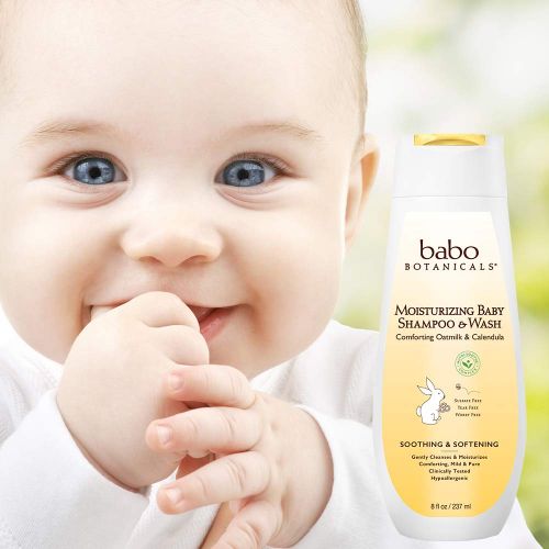  Babo Botanicals Moisturizing Baby Shampoo & Wash, Yellow, Oat milk & Calendula, 32 Ounce