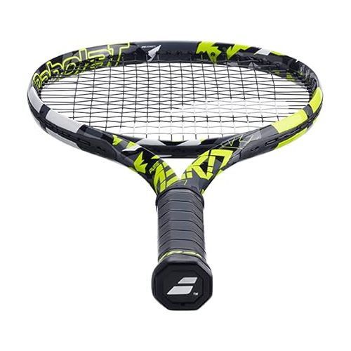 바볼랏 Babolat Pure Aero Tennis Racquet (7th Gen) - Strung with 16g White Babolat Syn Gut at Mid-Range Tension