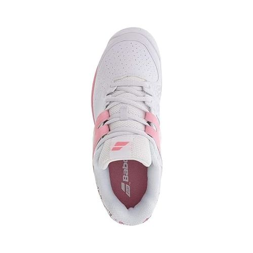 바볼랏 Babolat Juniors` Propulse All Court Tennis Shoes White and Geranium Pink (6.5)