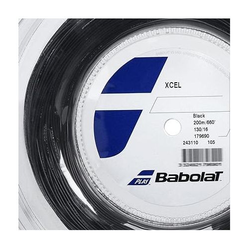 바볼랏 Babolat Xcel Tennis String - Black - 1.30mm/16G - 200m (660ft) Reel