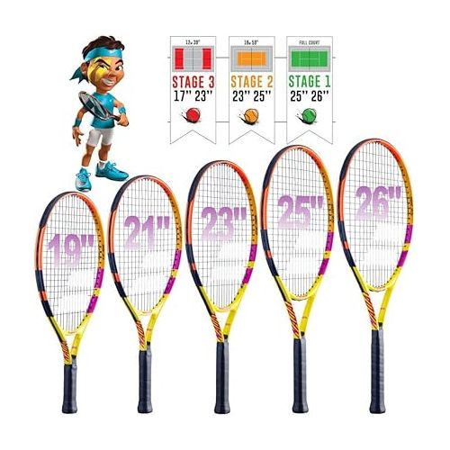 바볼랏 Babolat Nadal Junior Tennis Racquet (Rafa Edition) Bundled with a Child's Tennis Backpack and 3 Tennis Training Balls