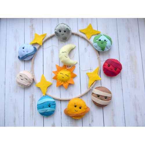  Baby mobile Solar system mobile Space nursery mobile Planets Baby Crib Mobile Baby boy mobile Handing mobile Space Nursery Decor Felt mobile