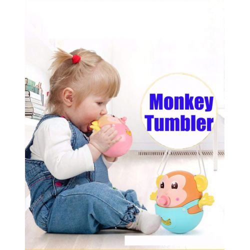  Baby Amphibious Tumbler Monkey,Rattle Toys Children Bath Toy,Chasing Game Early Crawling Educational Teether Music Ball Gift for Toddler Kids