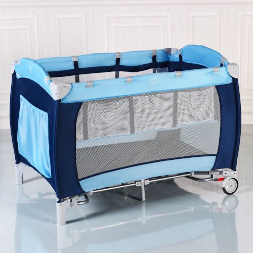  New Foldable Baby Crib Playpen Travel Infant Bassinet Bed Mosquito Net Music w Bag