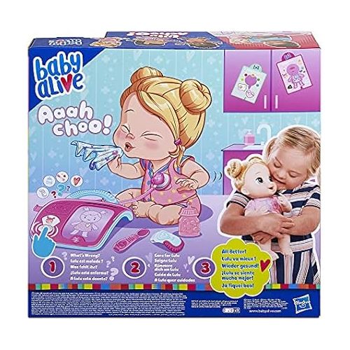  Baby Alive Lulu Achoo Doll, 12-Inch Interactive Doctor Play Toy with Lights, Sounds, Movements and Tools, Kids Ages 3 and Up, Blonde Hair