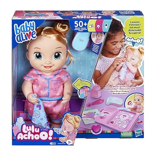  Baby Alive Lulu Achoo Doll, 12-Inch Interactive Doctor Play Toy with Lights, Sounds, Movements and Tools, Kids Ages 3 and Up, Blonde Hair