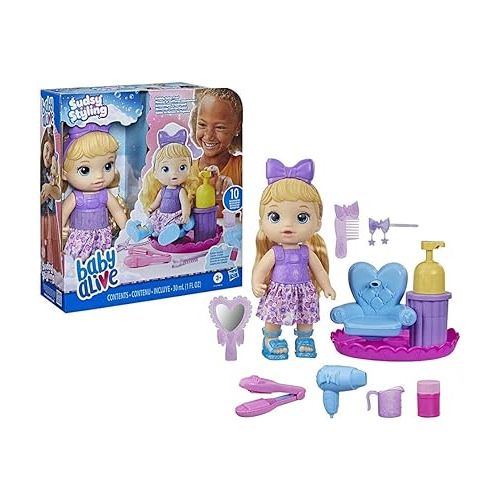  Baby Alive Sudsy Styling Doll, Blonde Hair, 12-Inch, Salon Chair, Toys for 3 Years and Up