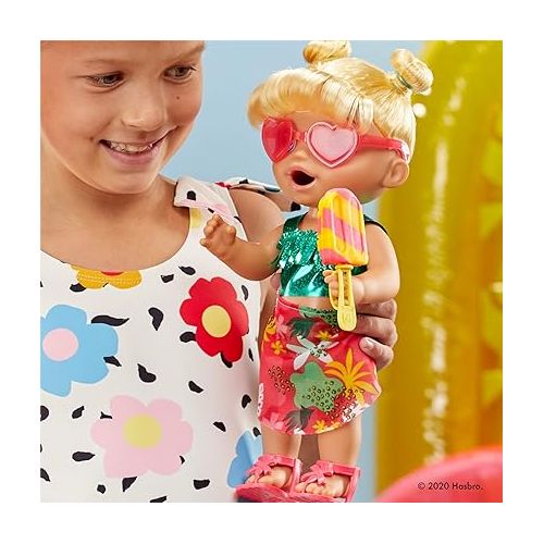  Baby Alive Sunshine Snacks Doll, Eats and Poops, Summer-Themed Waterplay Baby Doll, Ice Pop Mold, Toy for Kids Ages 3 and Up, Blonde Hair