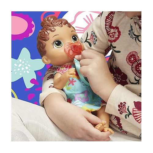  Baby Alive Baby Lil Sounds: Interactive Brown Hair Baby Doll for Girls & Boys Ages 3 & Up, Makes 10 Sound Effects, Including Giggles, Cries, Baby Doll with Pacifier