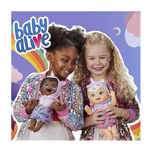  Baby Alive Tinycorns Doll, Unicorn, Accessories, Drinks, Wets, Blonde Hair Toy for Kids Ages 3 Years and Up