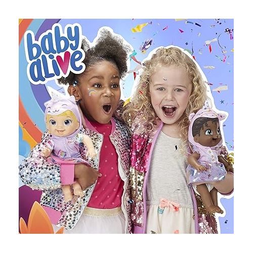  Baby Alive Tinycorns Doll, Unicorn, Accessories, Drinks, Wets, Blonde Hair Toy for Kids Ages 3 Years and Up