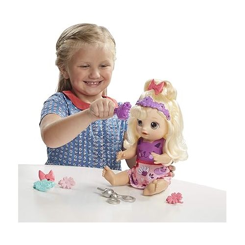  Baby Alive Snip an Style Baby Blonde Hair Talking Doll with Bangs That Grow, Then Get Shorter, Toy Doll for Kids Ages 3 Years Old and Up