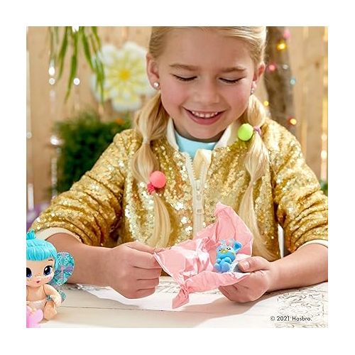  Baby Alive Glo Pixies Minis Doll, Aqua Flutter, Glow-in-The-Dark Doll for Kids Ages 3 and Up, 3.75-Inch Pixie Toy with Surprise Friend