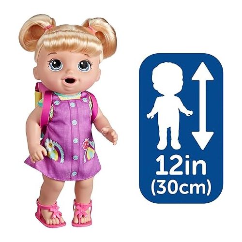  Baby Alive Time for School Baby Doll Set, Back to School Toys for 3 Year Old Girls & Boys & Up, 12 Inch Baby Doll, Blonde Hair (Amazon Exclusive)