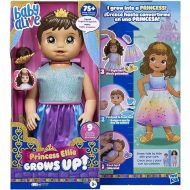 Baby Alive Princess Ellie Grows Up! Doll, 18-Inch Growing Talking Baby Doll Toy for Kids Ages 3 and Up, 9 Doll Accessories, Brown Hair