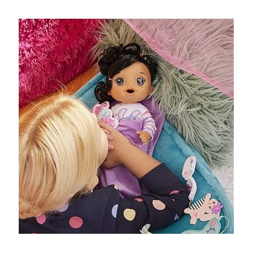  Baby Alive Bunny Sleepover Baby Doll, Bedtime-Themed 12-Inch Dolls, Sleeping Bag & Bunny-Themed Doll Accessories, Toys for 3 Year Old Girls and Boys and Up, Brown Hair (Amazon Exclusive)