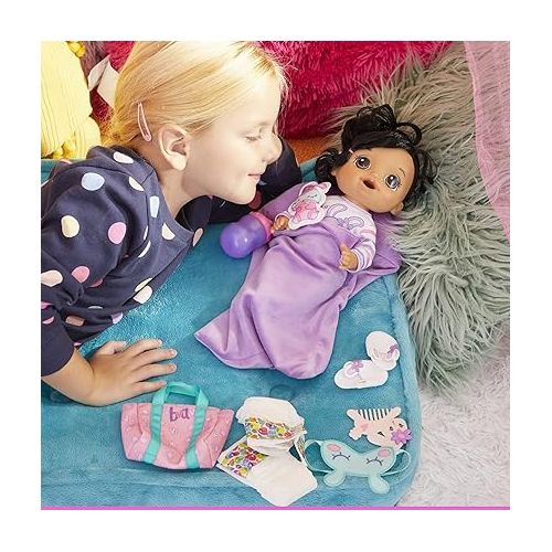  Baby Alive Bunny Sleepover Baby Doll, Bedtime-Themed 12-Inch Dolls, Sleeping Bag & Bunny-Themed Doll Accessories, Toys for 3 Year Old Girls and Boys and Up, Brown Hair (Amazon Exclusive)