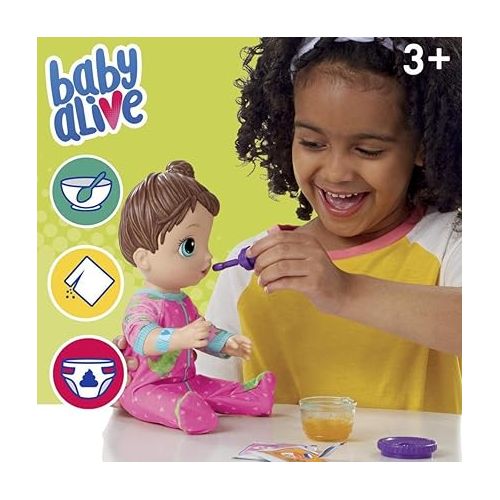  Baby Alive Mix My Medicine Baby Doll, Dinosaur Pajamas, Drinks and Wets, Doctor Accessories, Brown Hair Toy for Kids Ages 3 and Up