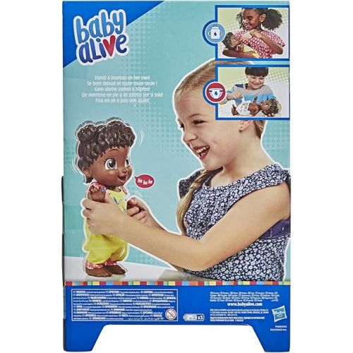  Baby Alive Baby Gotta Bounce Doll, Kangaroo Outfit, Bounces with 25+ SFX and Giggles, Drinks and Wets, Black Hair Toy for Kids Ages 3 and Up