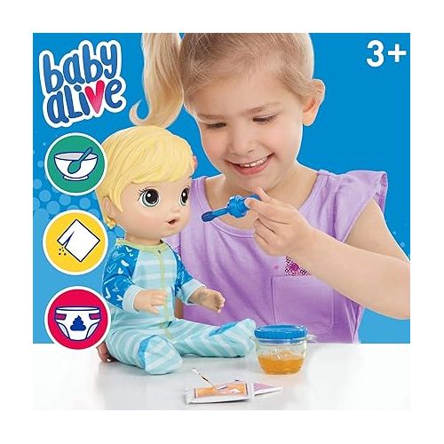  Baby Alive Mix My Medicine Baby Doll, Kitty-Cat Pajamas, Drinks and Wets, Doctor Accessories, Blonde Hair Toy for Kids Ages 3 and Up