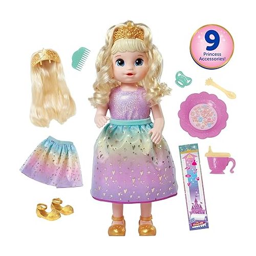  Baby Alive Princess Ellie Grows Up! Interactive Doll with Accessories, Toys for 3+ Years, 18-Inch