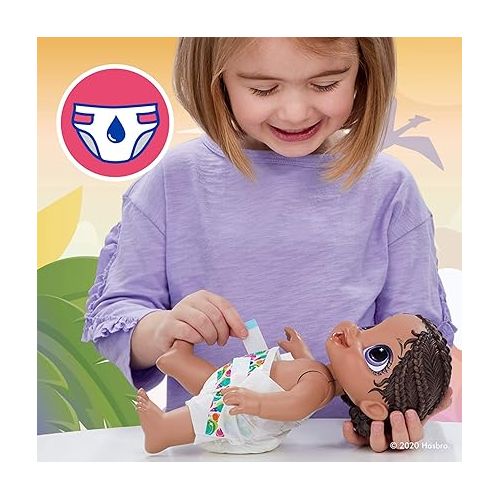 Baby Alive Dino Cuties Doll, Tyrannosaurus, Doll Accessories, Drinks, Wets, T-Rex Dinosaur Toy for Kids Ages 3 Years and Up, Black Hair