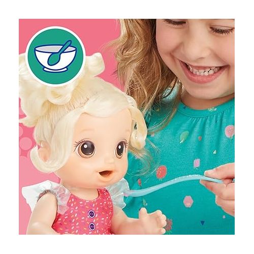  Baby Alive Magical Mixer Baby Doll, Strawberry Shake, Doll with Toy Blender, Baby Doll Set for Kids 3 and Up, Blonde Hair