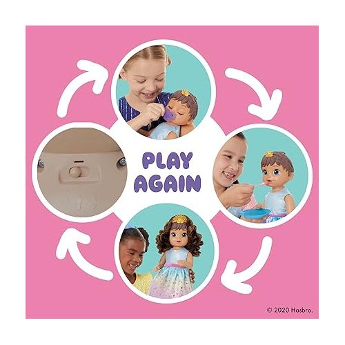  Baby Alive Princess Ellie Grows Up! Brown Hair, Interactive Doll with Accessories, Toys for 3+ Years Old Girls and Boys, 18-Inch