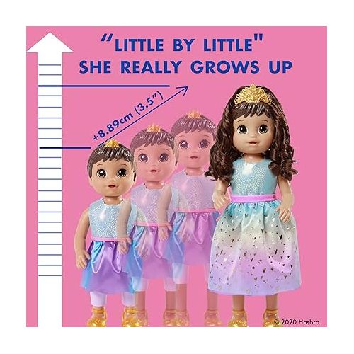  Baby Alive Princess Ellie Grows Up! Brown Hair, Interactive Doll with Accessories, Toys for 3+ Years Old Girls and Boys, 18-Inch