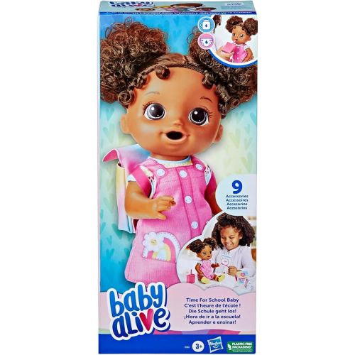  Baby Alive Time for School Baby Doll Set, Back to School Toys for 3 Year Old Girls & Boys & Up, 12 Inch Baby Doll, Black Hair (Amazon Exclusive)