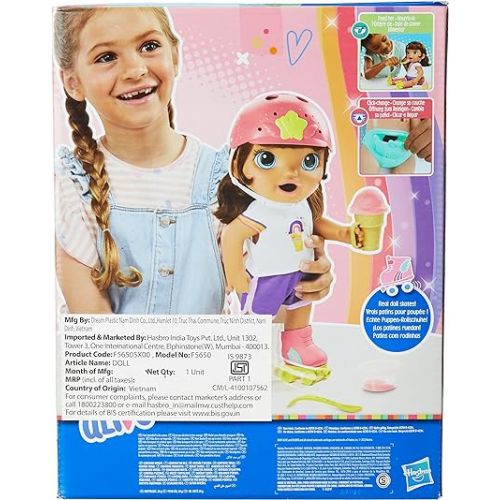  Baby Alive: Roller Skate Baby 14-Inch Doll Brown Hair, Blue Eyes Kids Toy for Boys and Girls