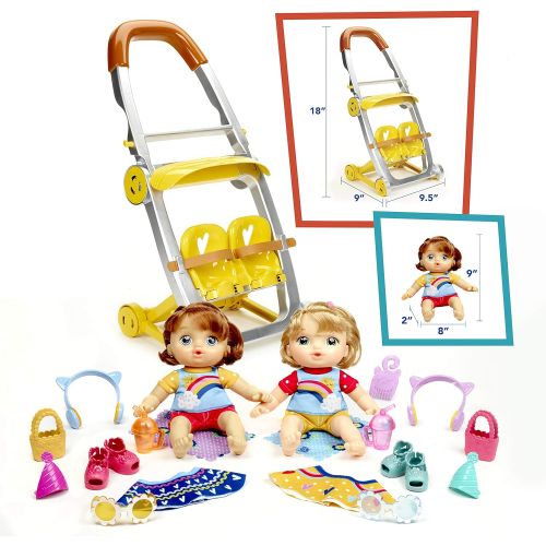  [아마존베스트]Baby Alive Littles, Shop ‘N Stroll Twins, Blonde Hair Doll, Red Hair Doll, Stroller, 18 Accessories, Toy for Kids 3 Years Old & Up