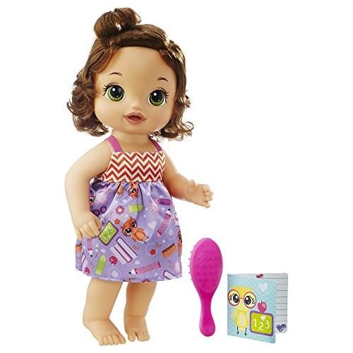  [아마존베스트]BABY ALIVE READY FOR SCHOOL BABY: Brown Hair Baby Doll, School-Themed Dress, Doll Accessories Include Notebook & Brush, Doll For 3-Year-Old Girls and Boys and Up