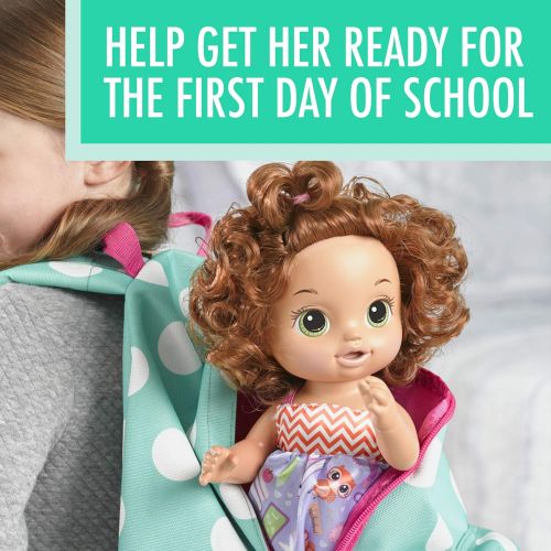  [아마존베스트]BABY ALIVE READY FOR SCHOOL BABY: Brown Hair Baby Doll, School-Themed Dress, Doll Accessories Include Notebook & Brush, Doll For 3-Year-Old Girls and Boys and Up