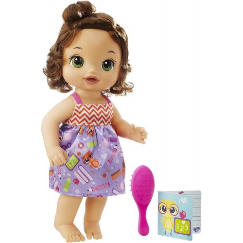  [아마존베스트]BABY ALIVE READY FOR SCHOOL BABY: Brown Hair Baby Doll, School-Themed Dress, Doll Accessories Include Notebook & Brush, Doll For 3-Year-Old Girls and Boys and Up