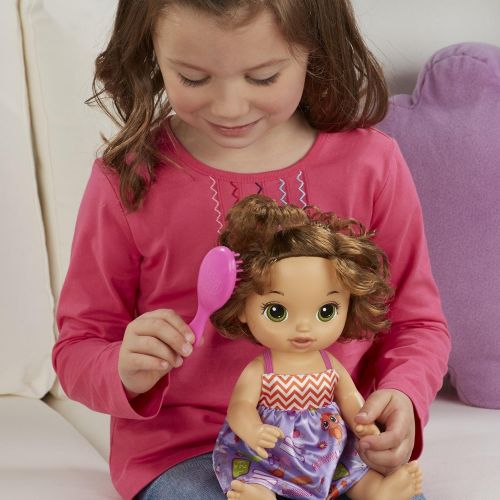  [아마존베스트]BABY ALIVE READY FOR SCHOOL BABY: Brown Hair Baby Doll, School-Themed Dress, Doll Accessories Include Notebook & Brush, Doll For 3-Year-Old Girls and Boys and Up