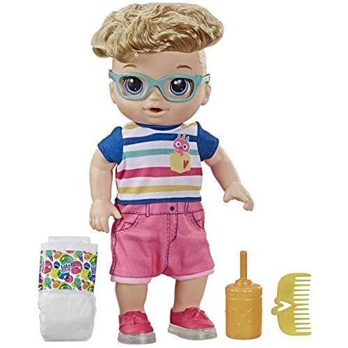  [아마존베스트]Baby Alive Step ‘N Giggle Baby Blonde Hair Boy Doll with Light-Up Shoes, Responds with 25+ Sounds & Phrases, Drinks & Wets, Toy for Kids Ages 3 Years Old & Up